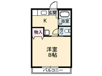 メゾンM-1(1K/1階)の間取り写真