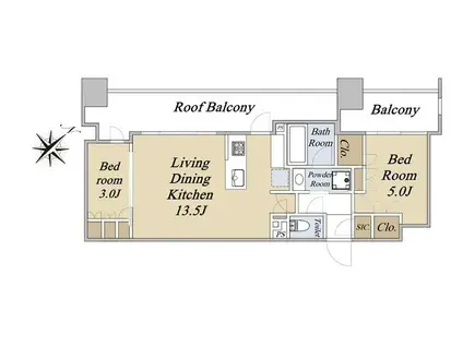 クレストコート旗の台(2LDK/4階)の間取り写真