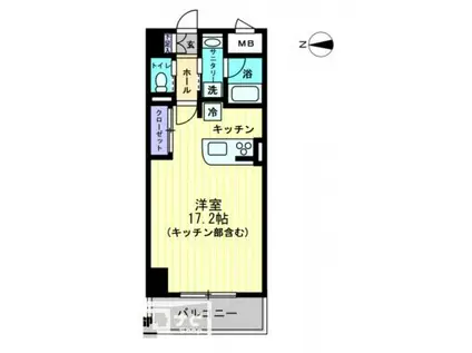 アルファレガロ中央町(1K/3階)の間取り写真