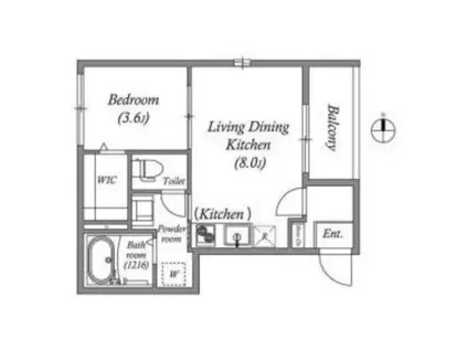 エディフィッシオ椥辻(1LDK/3階)の間取り写真