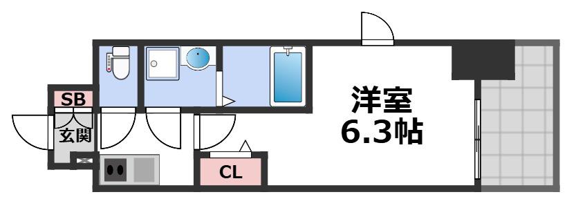 フォーリアライズ大阪ミッテ(1K/15階)の間取り写真