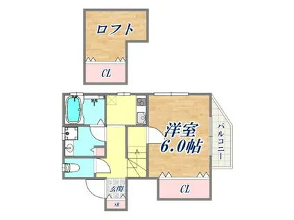 グランメール腕塚(1K/2階)の間取り写真