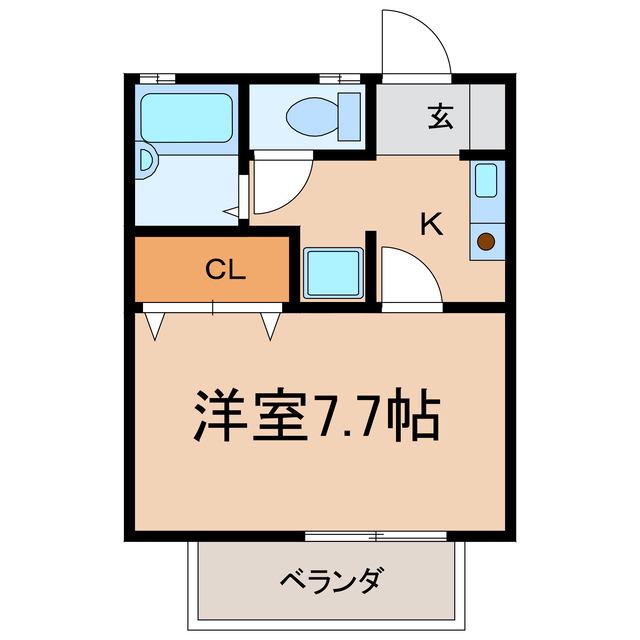 カーサ中央(1K/1階)の間取り写真