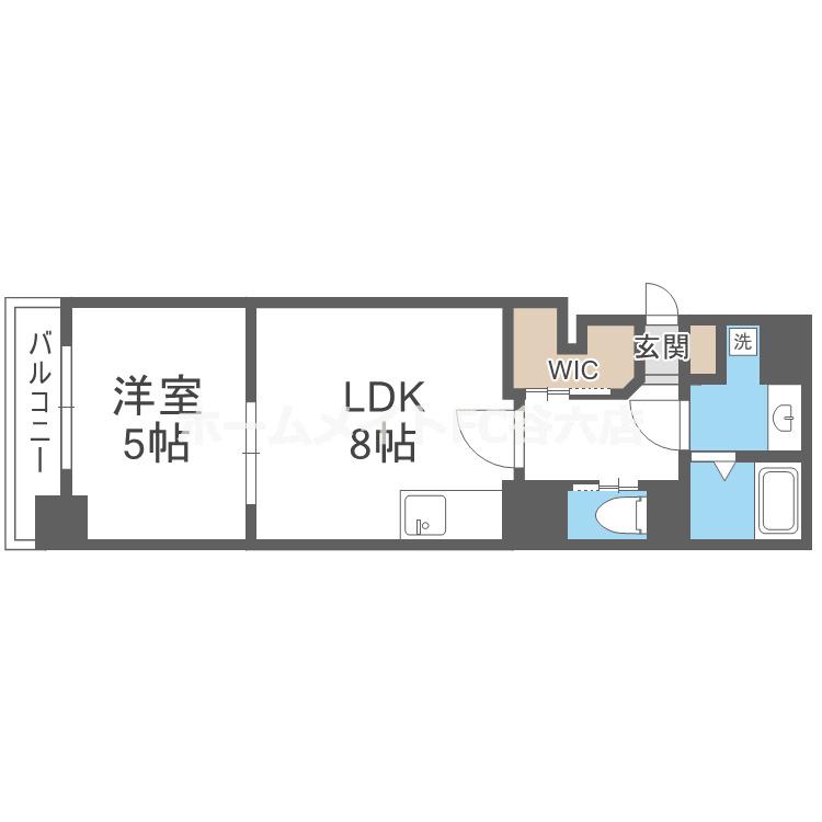 サムティ江戸堀ASUNT(1LDK/4階)の間取り写真