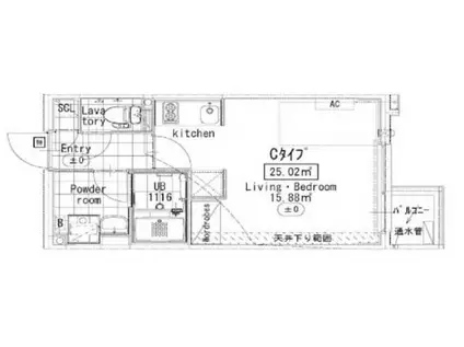 プライマル駒沢大学旧GRAN PASEO駒沢大学(ワンルーム/4階)の間取り写真