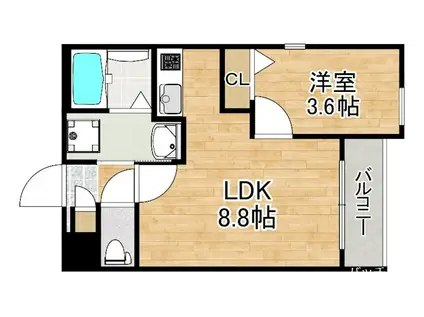 CHERIM中村公園ONYX(1LDK/2階)の間取り写真