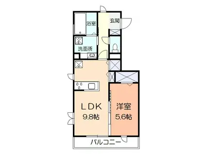 ボナール(1LDK/2階)の間取り写真