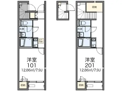 レオネクスト中(1K/2階)の間取り写真