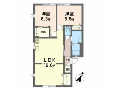 ヴィレスト楓(3DK/1階)の間取り写真