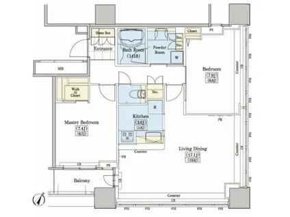 レジディアタワー上池袋タワー棟(2LDK/8階)の間取り写真