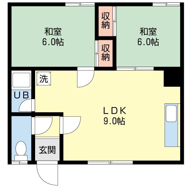 フラワーハイツC(2DK/2階)の間取り写真