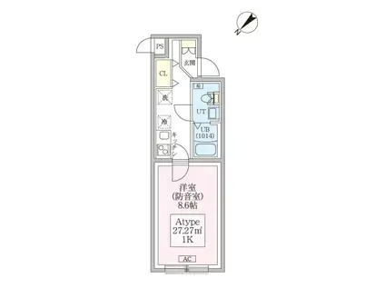 スカイラシクラス平和台(1K/1階)の間取り写真