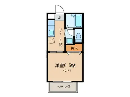 コーポフローラルII(1K/2階)の間取り写真