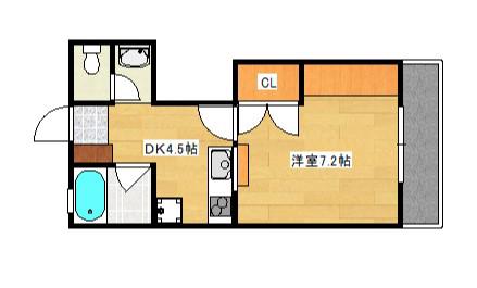 緑樹園コーポ(1DK/3階)の間取り写真
