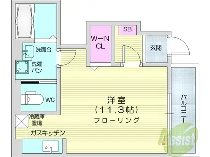 ベル小田原(1K/1階)の間取り写真