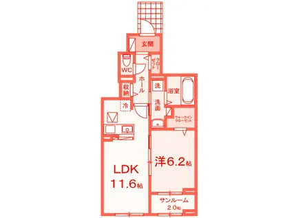 GOAT佐島(1LDK/1階)の間取り写真