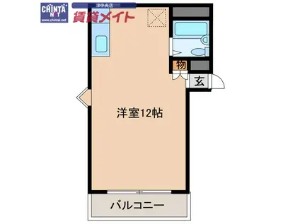 ヴィラノーブル(ワンルーム/2階)の間取り写真