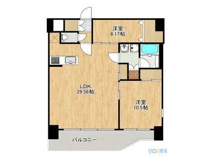 プレジオ宝塚ASIAN(2LDK/4階)の間取り写真