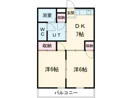 クレアボヌール(2DK/1階)の間取り写真