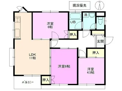 グリーンパル太田(3LDK/1階)の間取り写真