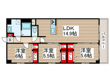 ホビアル・フェンテ(3LDK/3階)の間取り写真