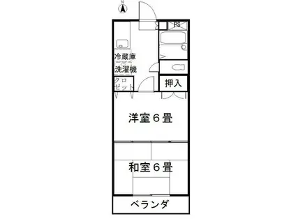デルグロース高徳(2K/3階)の間取り写真
