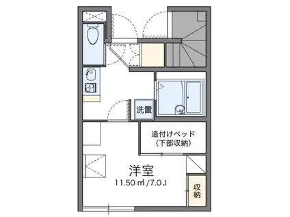 エクレール(1K/1階)の間取り写真