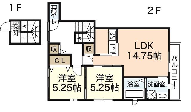 CASA12(2LDK/2階)の間取り写真