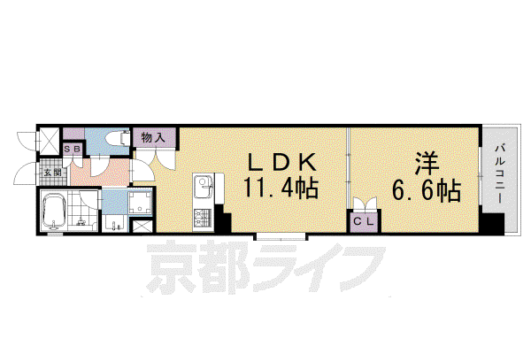 ベラジオ四条烏丸III(1LDK/10階)の間取り写真