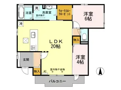 ウエストパラシオ(2LDK/1階)の間取り写真