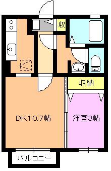 モナリエ見和(1DK/1階)の間取り写真