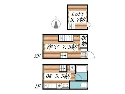 ティロ フィナーレ 松戸A(1DK/1階)の間取り写真