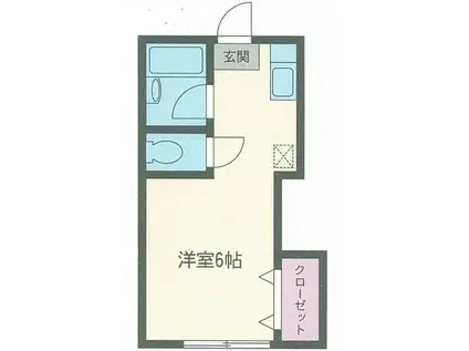 座間ミモザカン(ワンルーム/2階)の間取り写真