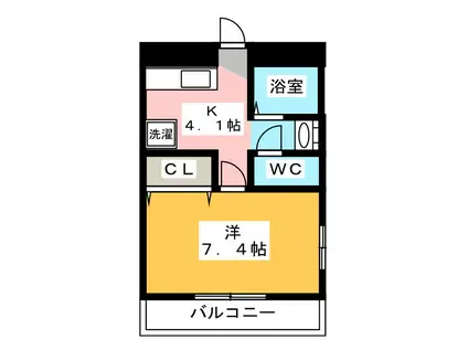 ウェールK(1K/3階)の間取り写真