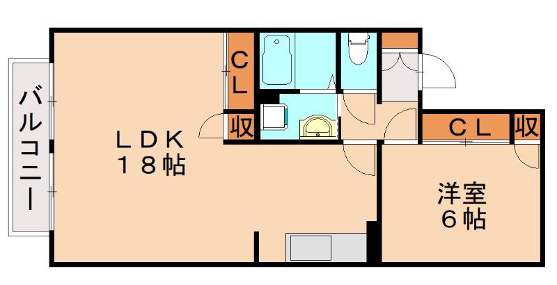 リオ・グランデ芳賀(1LDK/2階)の間取り写真