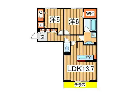 フリージア Ⅱ(2LDK/1階)の間取り写真