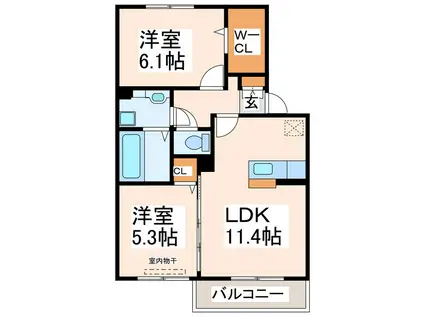 リアンG(2LDK/2階)の間取り写真