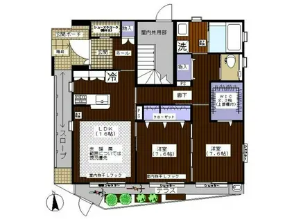 トレ ヴィルトゥ(2LDK/1階)の間取り写真