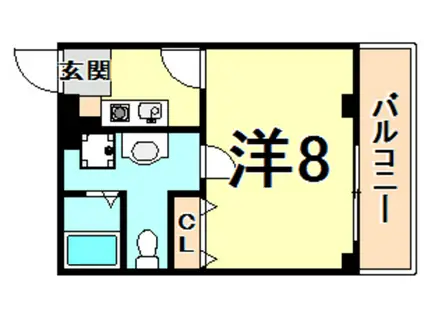 フラット鳴尾(1K/5階)の間取り写真