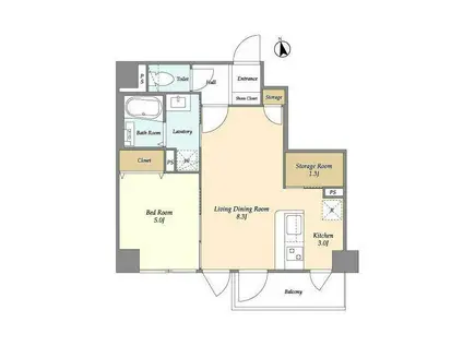 GARDEN(1SLDK/1階)の間取り写真