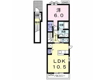 サンデリアーナIII(1LDK/2階)の間取り写真