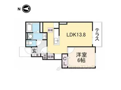 クレメント・オーブ(1LDK/1階)の間取り写真