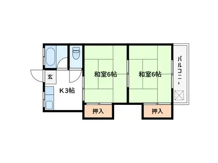 豊川コーポ(2K/1階)の間取り写真