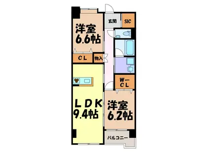 NOBLE LIFE 吹上(2LDK/1階)の間取り写真