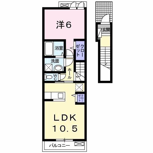 コッティ・プリムローズ(1LDK/2階)の間取り写真