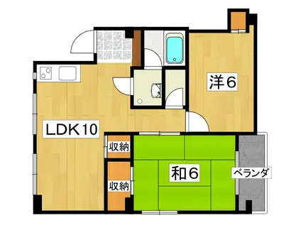 ハイコーポ利余 B棟(2LDK/2階)の間取り写真