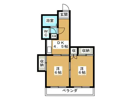 メゾンラピス(2DK/2階)の間取り写真