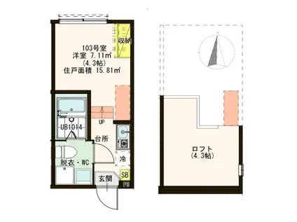 ラウルスあだち(ワンルーム/1階)の間取り写真