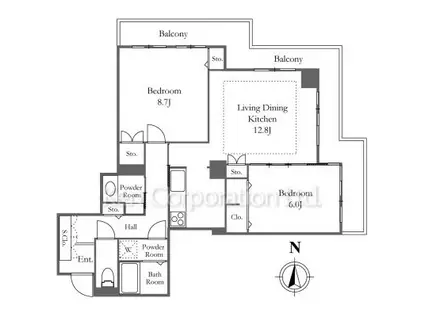 リバーシティ21イーストタワーズ(2LDK/26階)の間取り写真