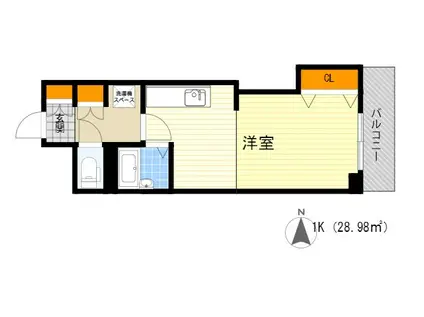 日宝ライフ桜宮(ワンルーム/2階)の間取り写真